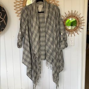 Billabong black and white fringed cardi